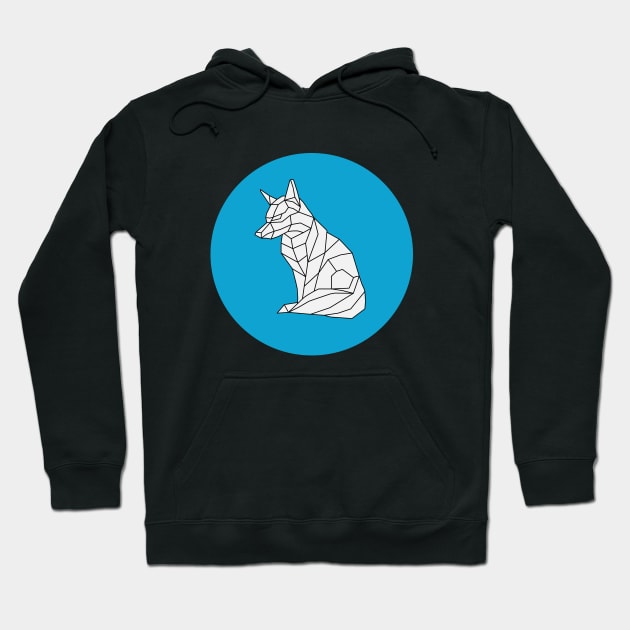 Origami Geometric Fox on Blue Hoodie by shaldesign